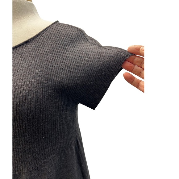 Eileen Fisher Sweater Dress Women Large Charcoal Gray Excellent 100% Wool Ribbed - Picture 5 of 7